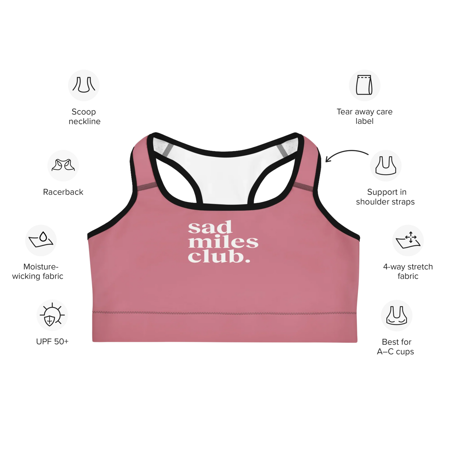 Everyday Basic Pink Sports Bra - sad miles club.