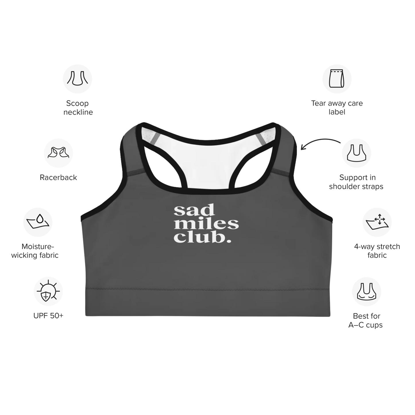 Everyday Basic Grey Sports Bra - sad miles club.